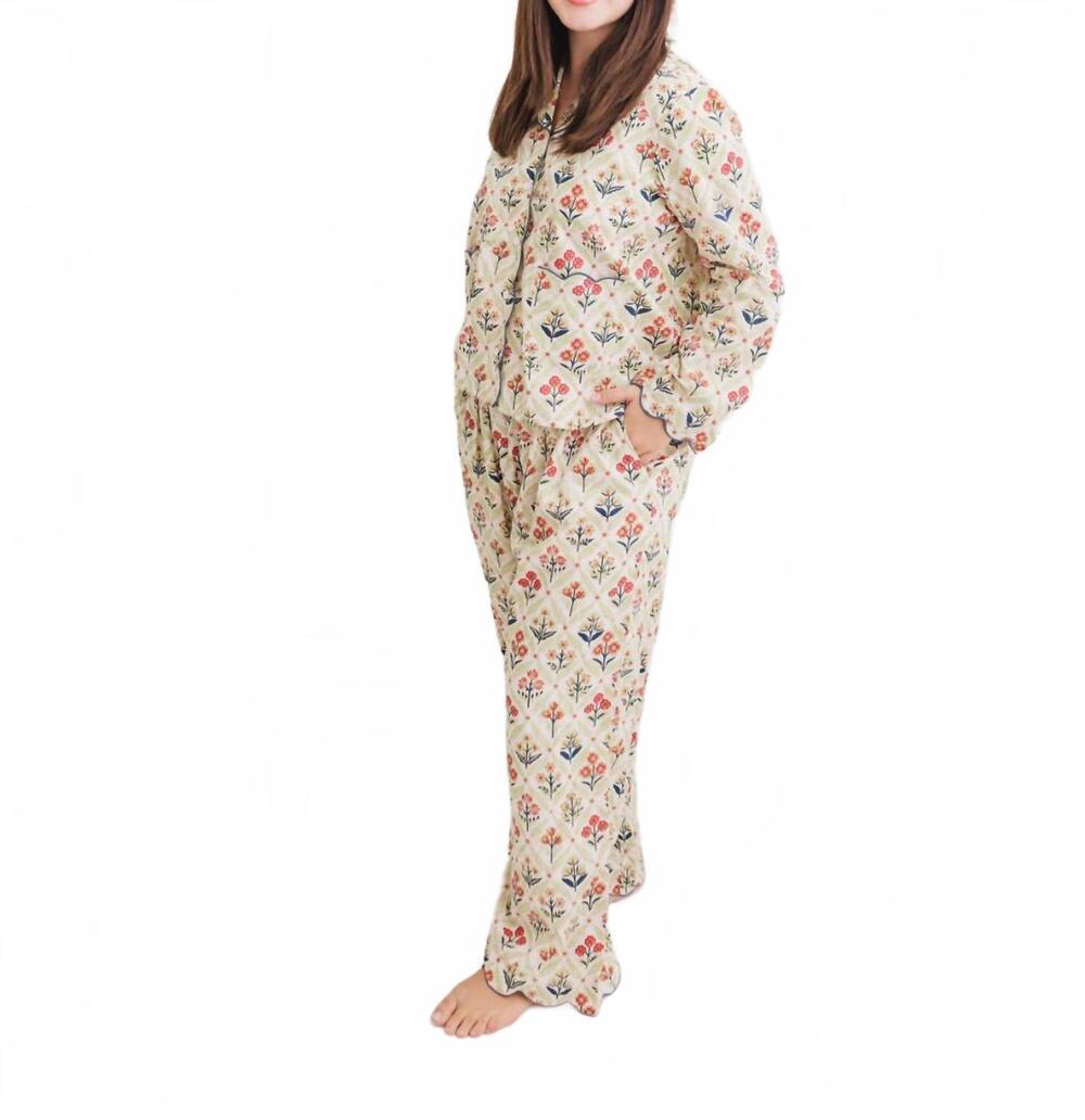 NEW HEART OF GRACE henley pajama pant set in meadow